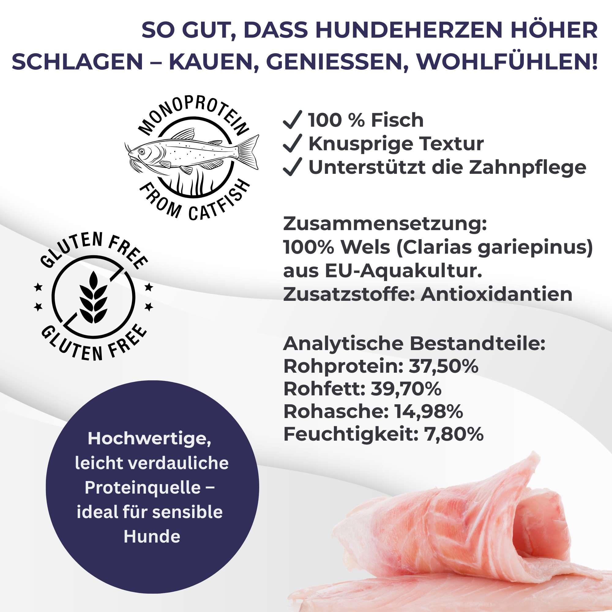 Crispy Bars aus Wels | 3x125g | Belohnung für Hunde