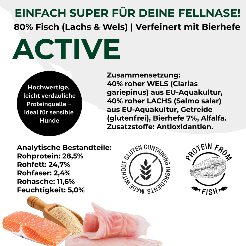 PETEFCO | ACTIVE BITES | 80% Fisch | 6x100g | Belohnung für Hunde