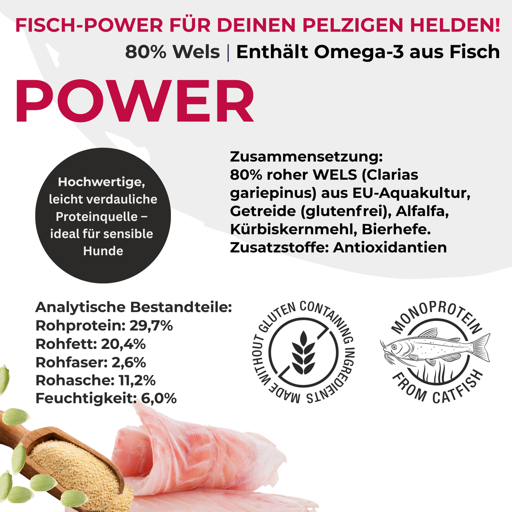 PETEFCO | POWER BITES | 80% Fisch | 6x100g | Belohnung für Hunde