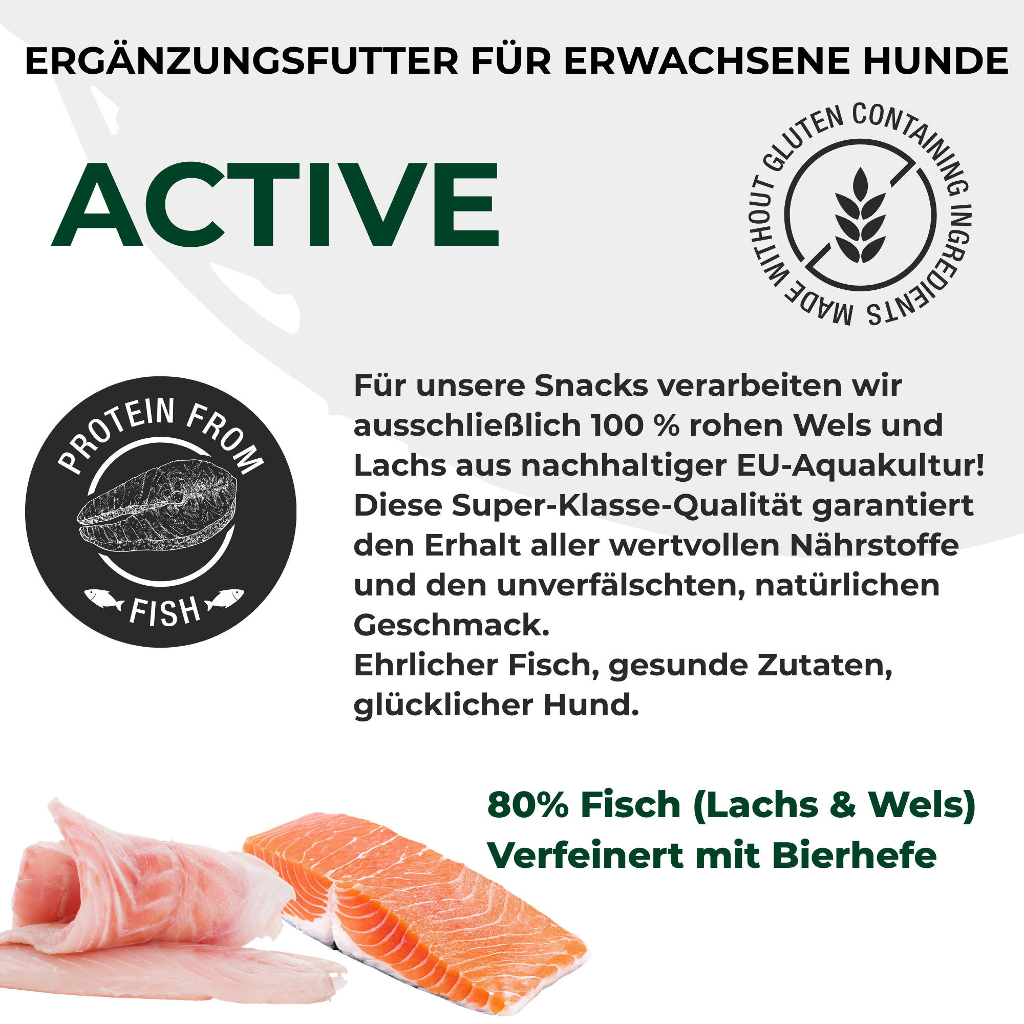 PETEFCO | ACTIVE BITES | 80% Fisch | 3x100g | Belohnung für Hunde