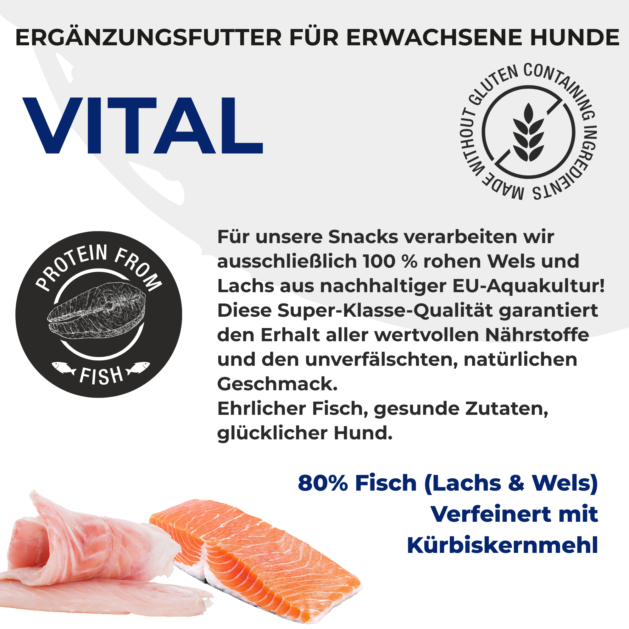 PETEFCO | VITAL BITES | 80% Fisch | 6x100g | Belohnung für Hunde