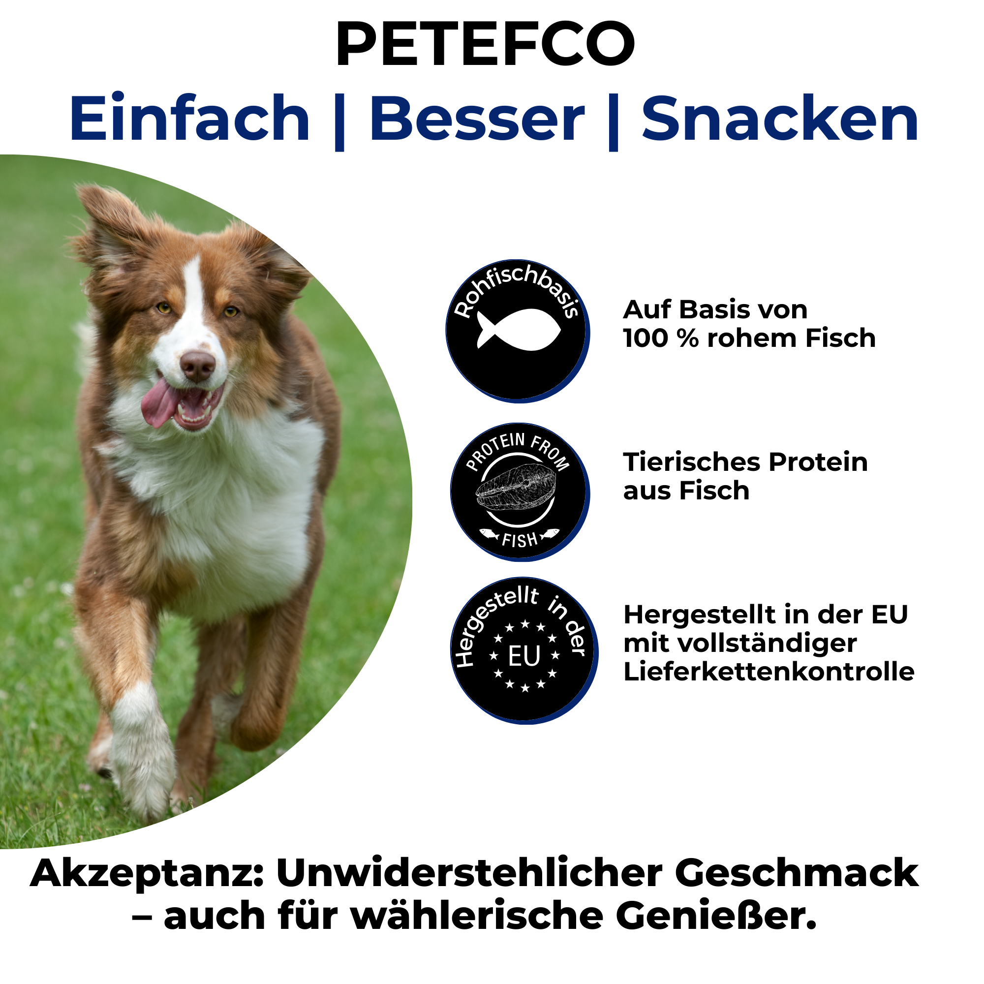 PETEFCO | VITAL BITES | 80% Fisch | 6x100g | Belohnung für Hunde