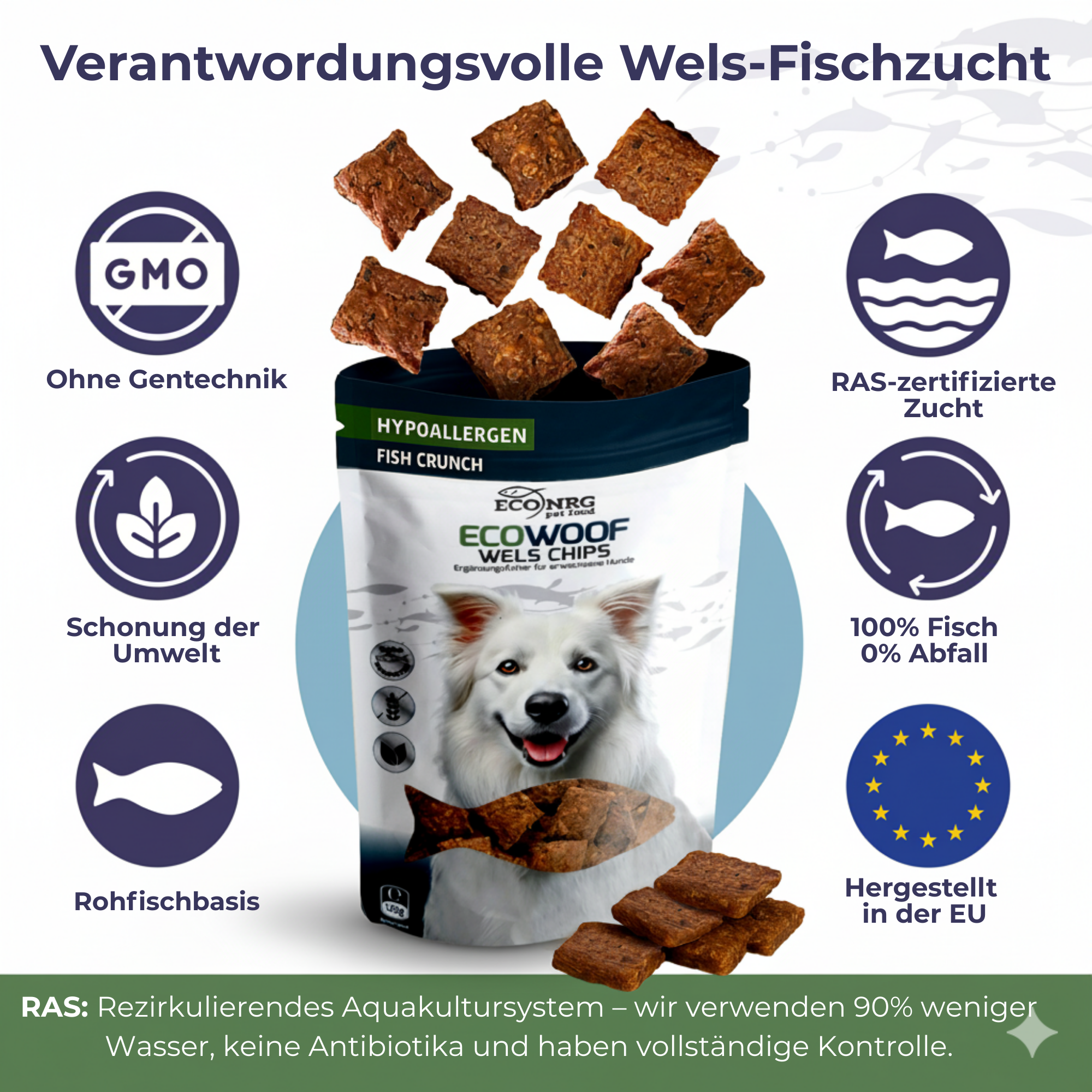 Chips aus Wels | 6x125g | Belohnung für Hunde