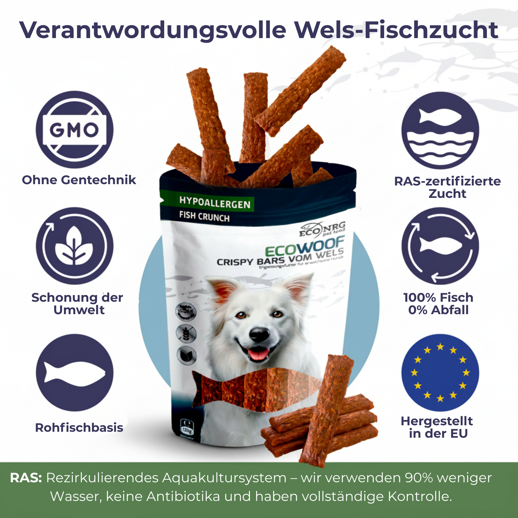 Crispy Bars aus Wels | 3x125g | Belohnung für Hunde