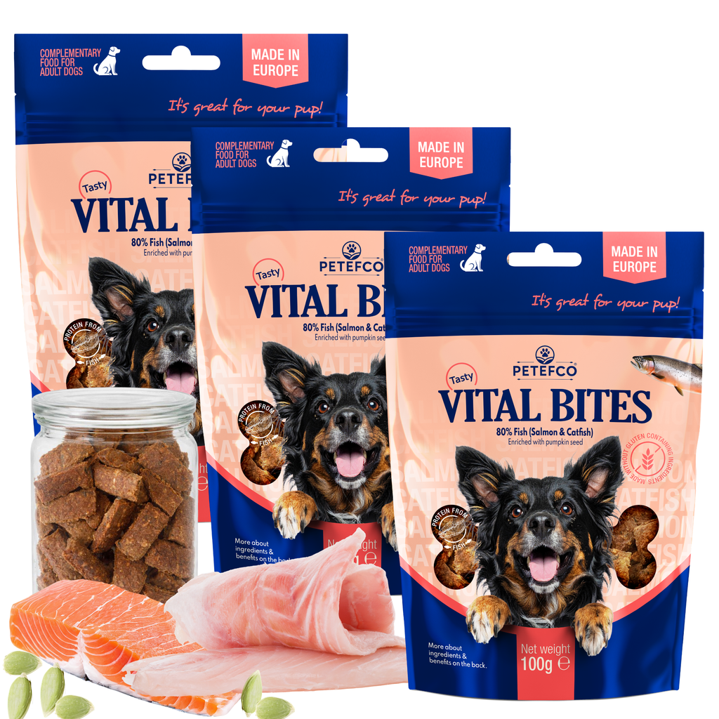 PETEFCO | VITAL BITES | 80% Fisch | 3x100g | Belohnung für Hunde