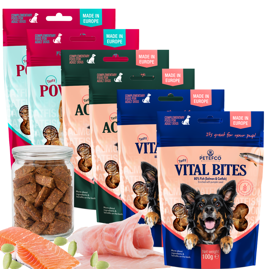 PETEFCO TRIPLE BITES 80% Fisch Hundesnacks 6x100g, glutenfrei