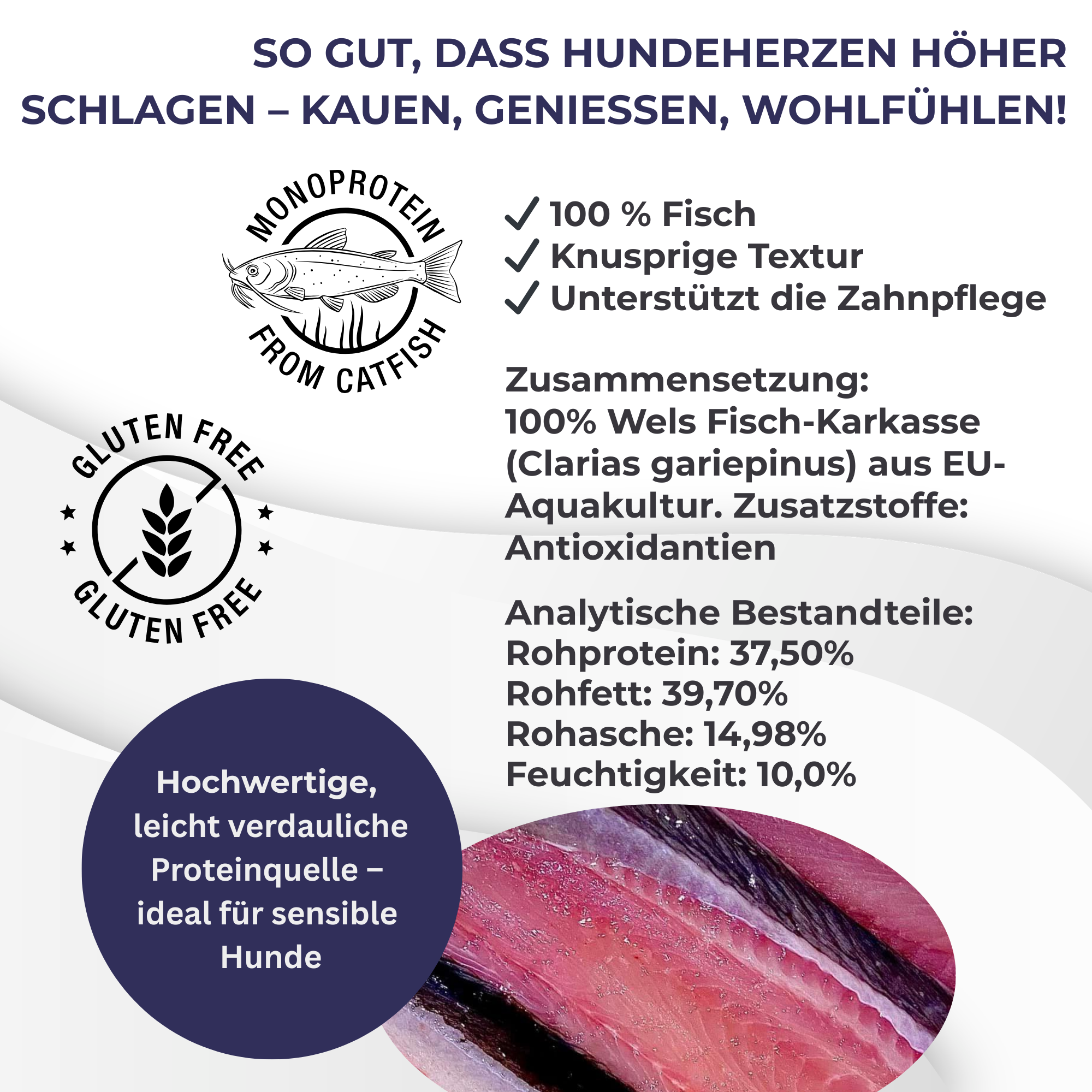 FISH CRUNCH | Lachsstreifen | 3x100g | Belohnung für Hunde