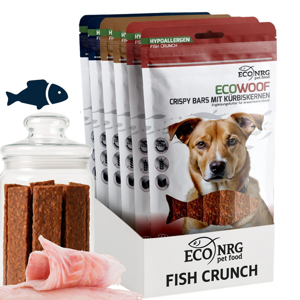 Crispy Bars aus Wels – TRIO | Pur, Kürbis & Bierhefe | 6x125g | Belohnung für Hunde