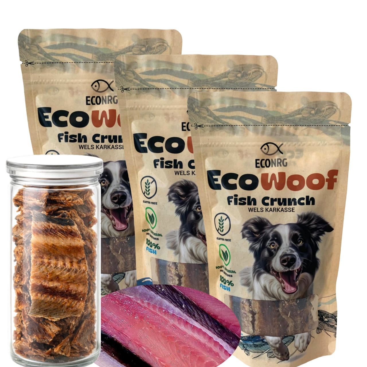 FISH CRUNCH | Lachsstreifen | 3x100g | Belohnung für Hunde